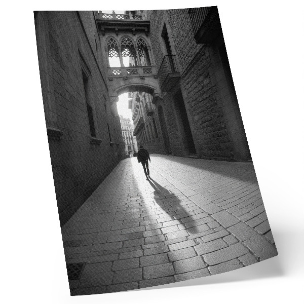 Grafică modernă pe pânză Fotografie alb-negru a unei străzi cu arhitectură