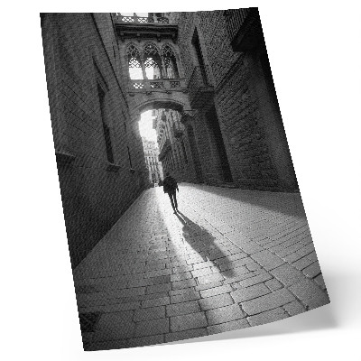 Grafică modernă pe pânză Fotografie alb-negru a unei străzi cu arhitectură