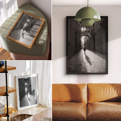 Grafică modernă pe pânză Fotografie alb-negru a unei străzi cu arhitectură