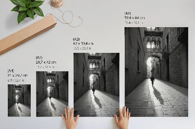Grafică modernă pe pânză Fotografie alb-negru a unei străzi cu arhitectură