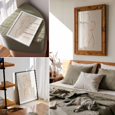 Grafică modernă pe pânză Eleganță minimalistă a compoziției conturului unei femei