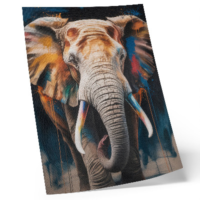 Poster în culori saturate Siluetă colorată de elefant cu accente moderne și suprarealism