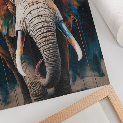 Poster în culori saturate Siluetă colorată de elefant cu accente moderne și suprarealism