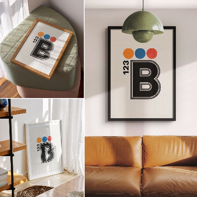 Grafică modernă pe pânză Literă în stil geometric cu picături colorate