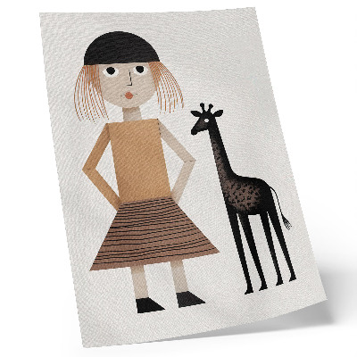 Grafică modernă pe pânză Figură geometrică cu o girafă, simplitate și stil