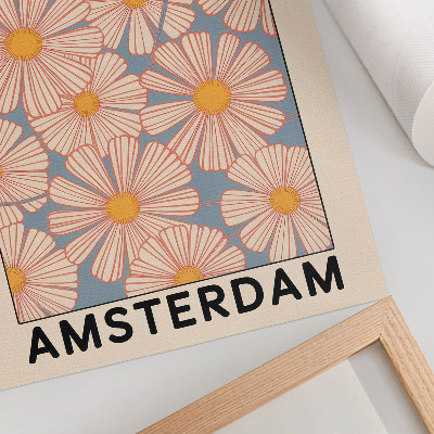 Poster în culori saturate Stil retro cu culori strălucitoare și motiv floral