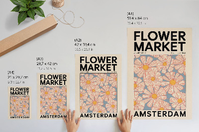 Poster în culori saturate Stil retro cu culori strălucitoare și motiv floral