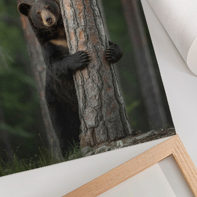 Poster rezistent pentru perete Compoziție realistă cu ursul în pădure