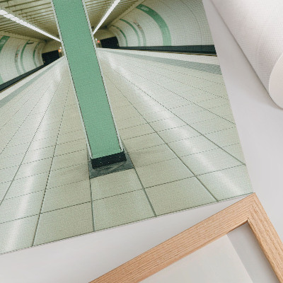 Poster în culori saturate Structură verde a tunelului spațial simetric