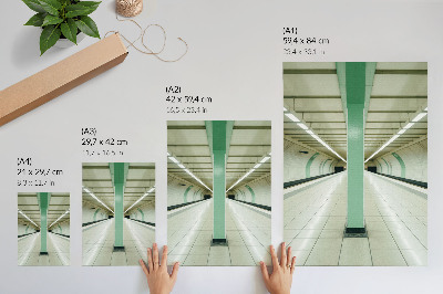Poster în culori saturate Structură verde a tunelului spațial simetric
