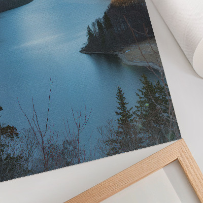 Poster în culori saturate Munți maiestuoși, lac, soare, armonia naturii