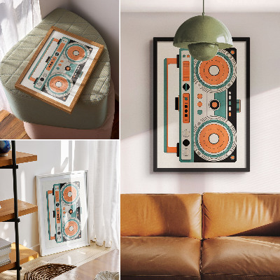 Poster în culori saturate Stil retro cu forme expresive și contraste
