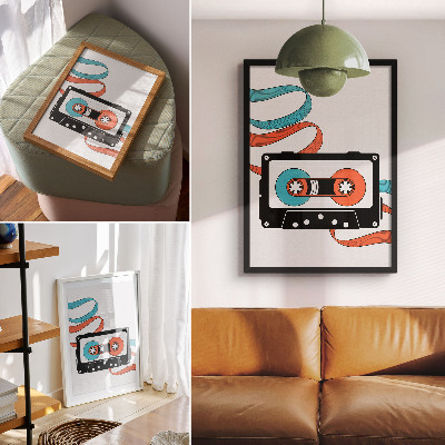 Grafică modernă pe pânză Casetă retro pop art cu marcaje colorate