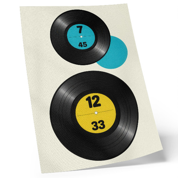 Poster rezistent pentru perete Discuri de vinil moderne, galben turcoaz