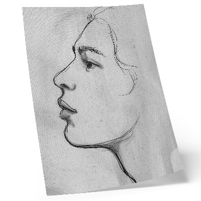 Poster rezistent pentru perete Schiță modernă de contur facial minimalist