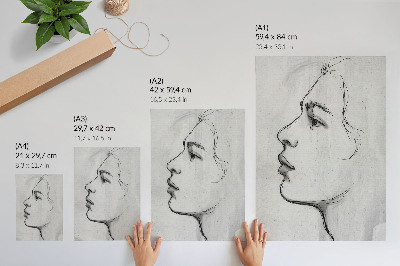 Poster rezistent pentru perete Schiță modernă de contur facial minimalist