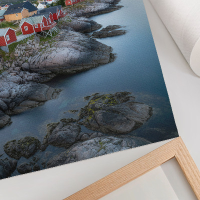 Poster rezistent pentru perete Cabane la malul mării, munți, pace, natură, peisaj