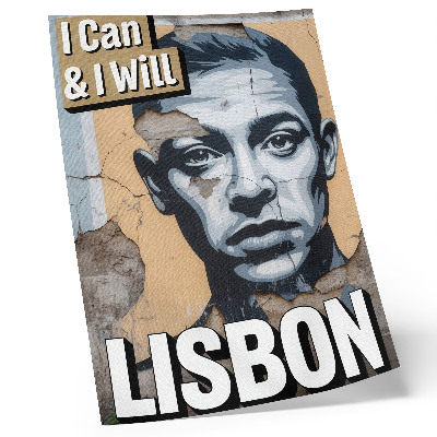 Poster în culori saturate Motiv în stil stradal cu o față și o inscripție motivațională