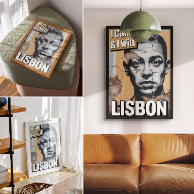 Poster în culori saturate Motiv în stil stradal cu o față și o inscripție motivațională