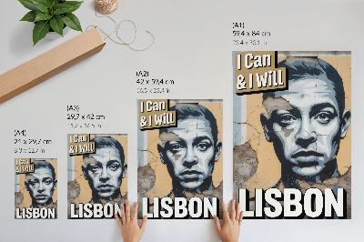 Poster în culori saturate Motiv în stil stradal cu o față și o inscripție motivațională
