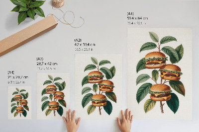 Poster rezistent pentru perete Hamburgeri care cresc pe ramurile unui copac verde