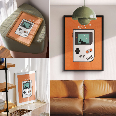 Grafică modernă pe pânză Fundal portocaliu pentru ecranul pixelilor consolei retro