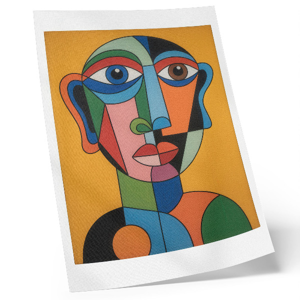 Grafică modernă pe pânză Portret geometric, culori vibrante, stil modern