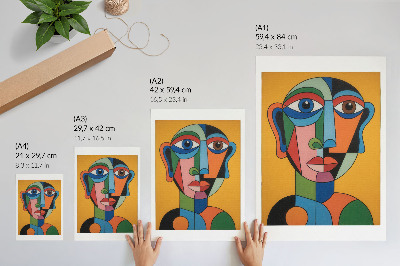Grafică modernă pe pânză Portret geometric, culori vibrante, stil modern