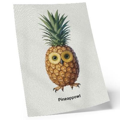 Poster în culori saturate O combinație fantezistă de ananas și bufniță