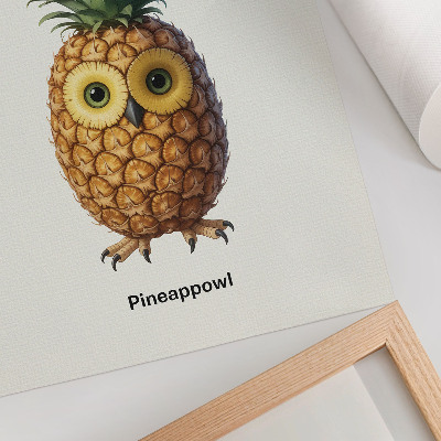 Poster în culori saturate O combinație fantezistă de ananas și bufniță