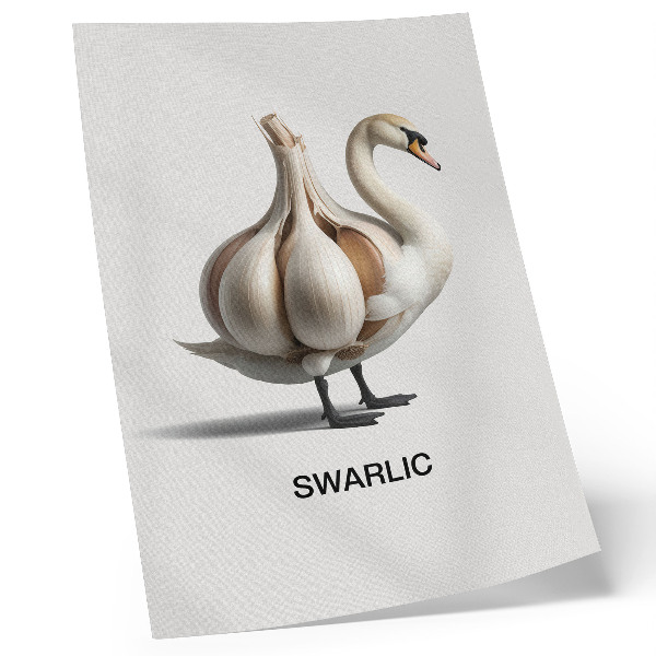 Poster rezistent pentru perete Lebădă combinată cu suprarealism cu usturoi