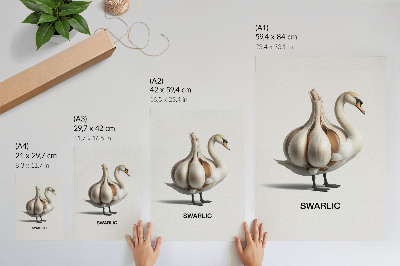 Poster rezistent pentru perete Lebădă combinată cu suprarealism cu usturoi