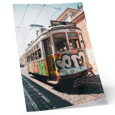 Grafică modernă pe pânză Graffiti de tramvai arhitectură stradală urbană