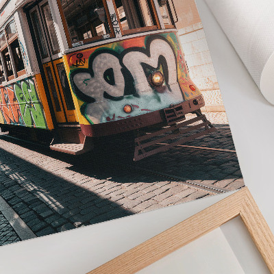 Grafică modernă pe pânză Graffiti de tramvai arhitectură stradală urbană