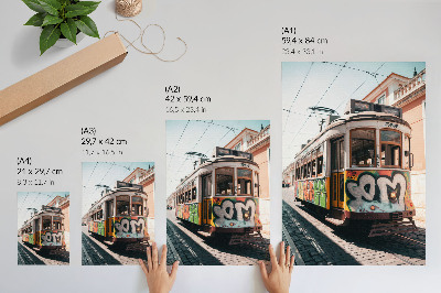 Grafică modernă pe pânză Graffiti de tramvai arhitectură stradală urbană