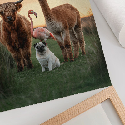 Poster rezistent pentru perete Animale pe fundalul unui apus de soare, armonia naturii