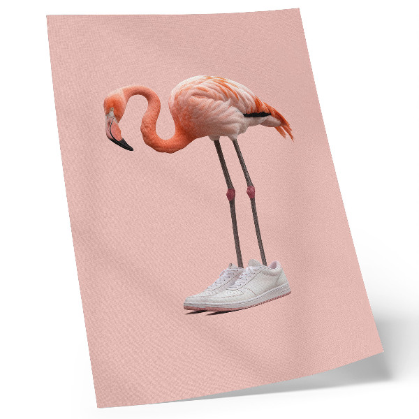 Grafică modernă pe pânză Pantofi sport roz Flamingo pe fundal roz