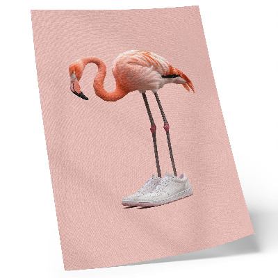 Grafică modernă pe pânză Pantofi sport roz Flamingo pe fundal roz