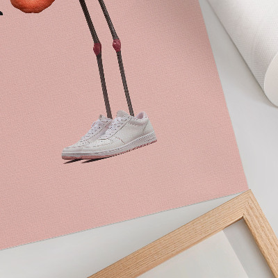 Grafică modernă pe pânză Pantofi sport roz Flamingo pe fundal roz