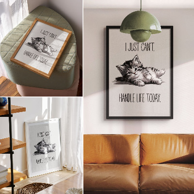 Poster în culori saturate Un pisoi pe un fundal gri într-un stil minimalist