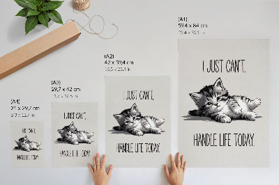 Poster în culori saturate Un pisoi pe un fundal gri într-un stil minimalist