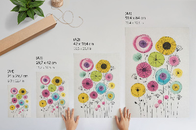 Poster rezistent pentru perete Flori colorate, stil modern, bucurie