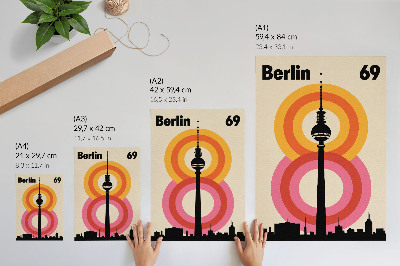 Grafică modernă pe pânză Inele colorate cu cercuri de turn cu atmosferă retro