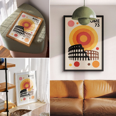 Poster în culori saturate Cercuri retro artistice Colosseum