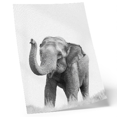 Poster rezistent pentru perete Un elefant monocrom cu trompa ridicată