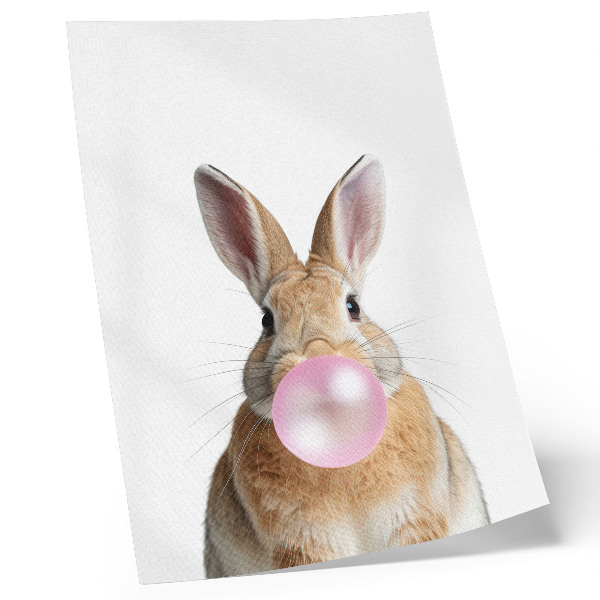 Poster în culori saturate Iepuri animale gumă de mestecat roz