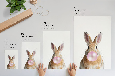 Poster în culori saturate Iepuri animale gumă de mestecat roz