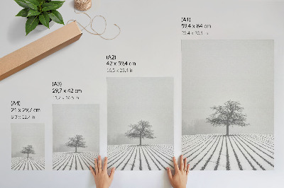 Poster rezistent pentru perete Copac în zăpadă, peisaj de iarnă minimalist