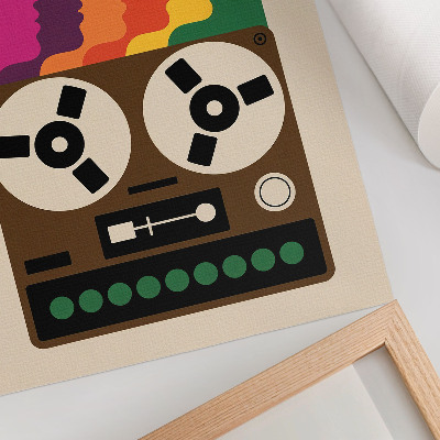 Poster în culori saturate Siluete colorate ale unui magnetofon retro