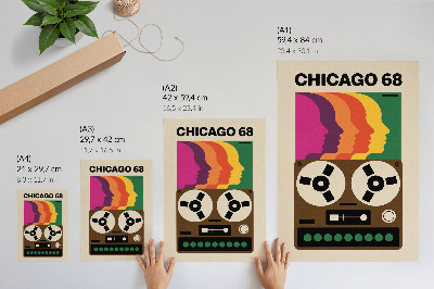 Poster în culori saturate Siluete colorate ale unui magnetofon retro